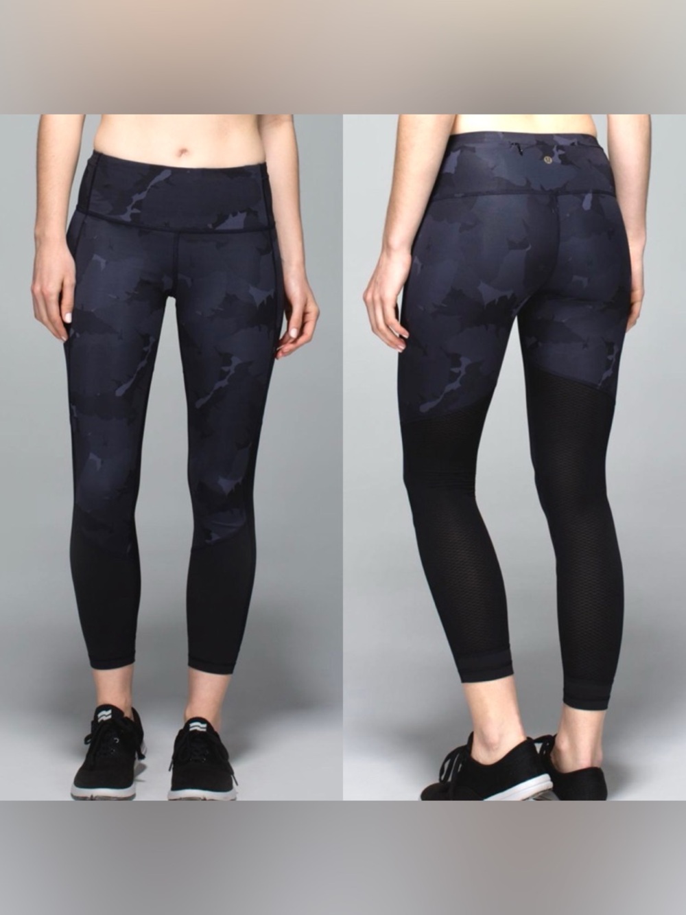 Lululemon all you need gray camo mesh  high waisted yoga leggings size 6